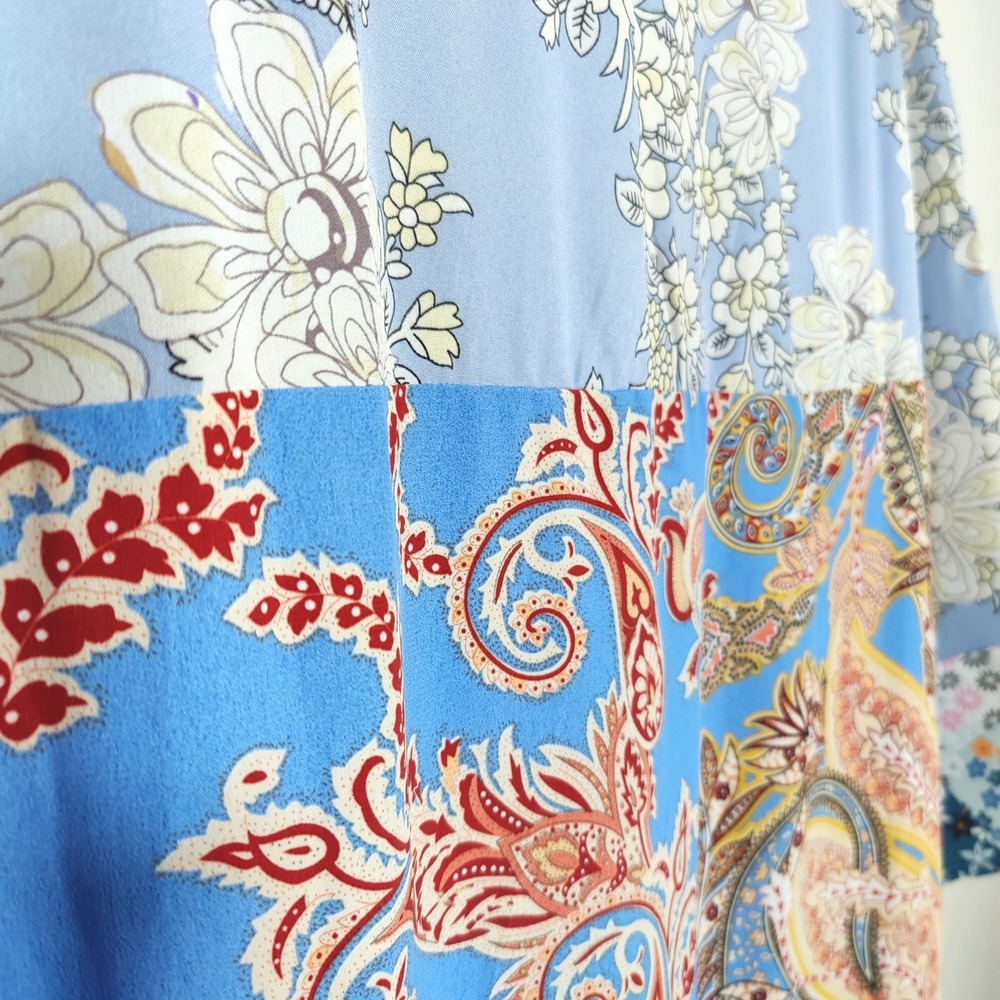 GiGiO USA Patchwork Paisley Floral Caftan Maxi Dress M Boho - Picture 2 of 6